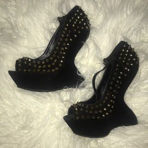Gold, studded heels